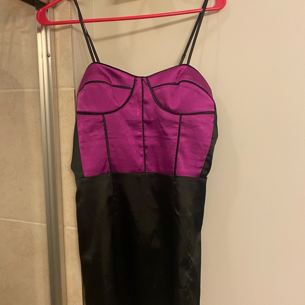 Satin mini dress with zip back
